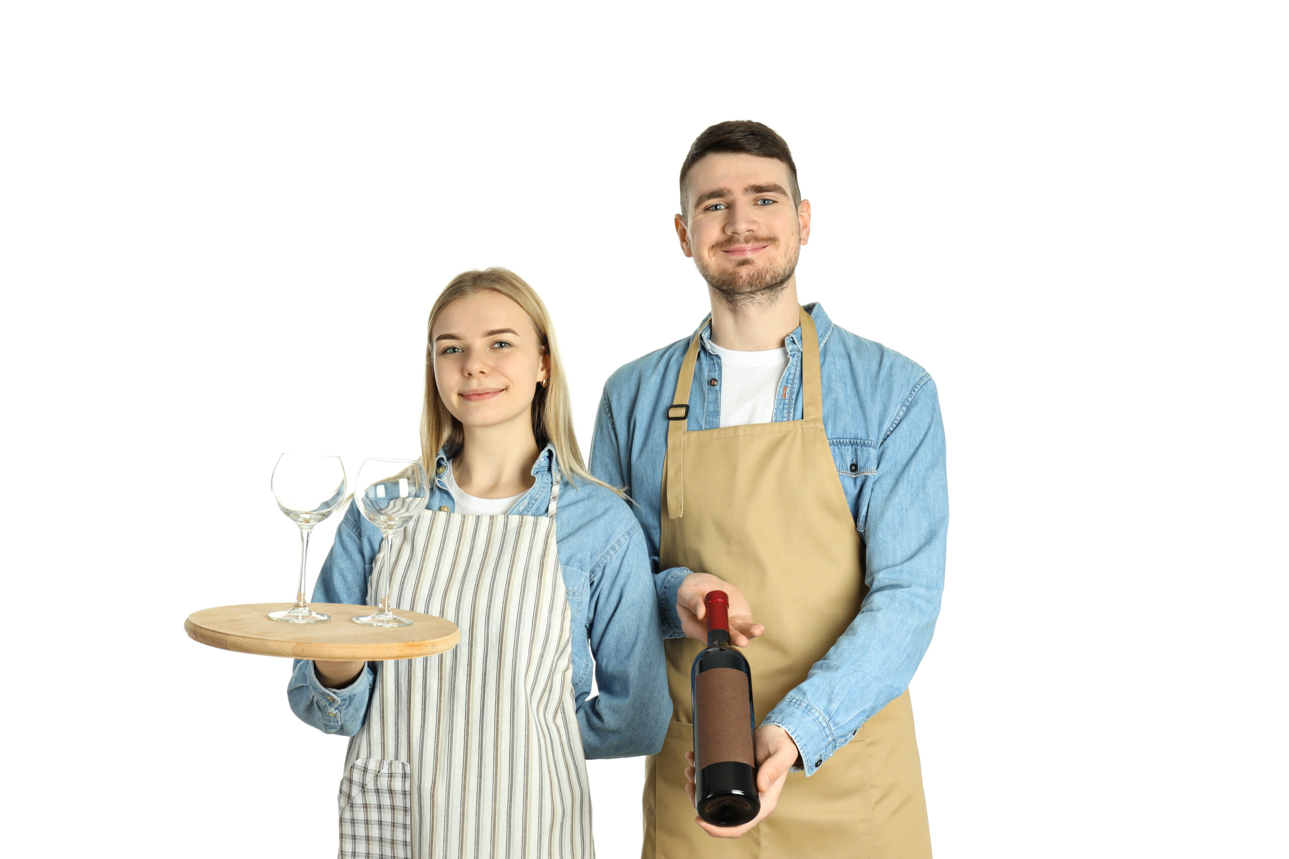 Concept of occupation, waiters isolated on white background